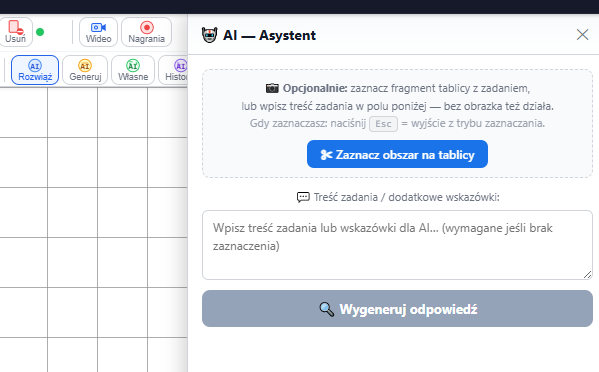 Panel korepetytora — Asystent AI — Rozwiąż zadanie