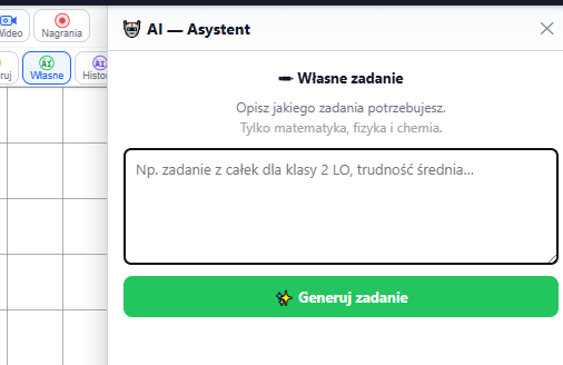 Panel korepetytora — AI — własne zadanie
