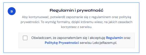 Jak założyć konto — Regulamin i polityka prywatności