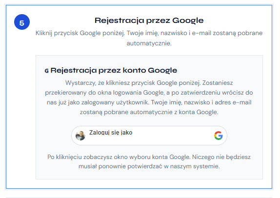 Jak założyć konto — Rejestracja przez konto Google