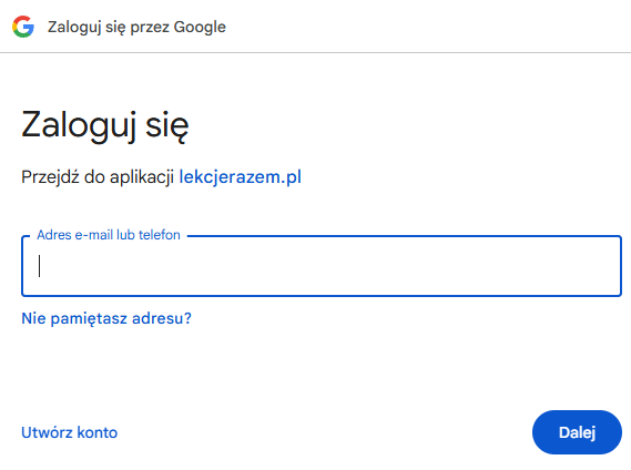 Jak założyć konto — Logowanie Google — adres e-mail