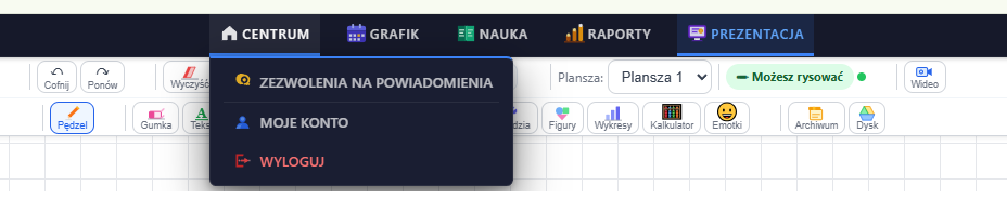 Konto ucznia — Menu główne ucznia