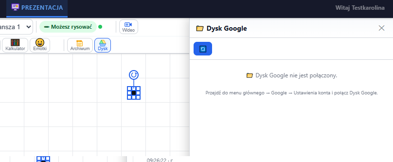 Konto ucznia — Dysk Google — niepołączony